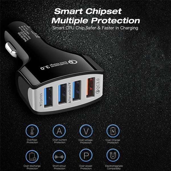 7.0 Amp 4 port USB Car Charger Fast Charging - Image 6